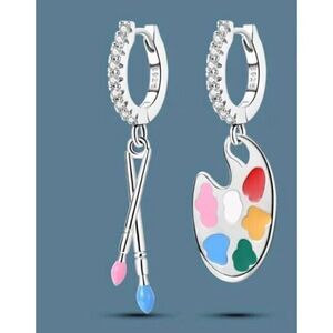 925 Sterling Silver Mismatch Colorful Earrings Dangle